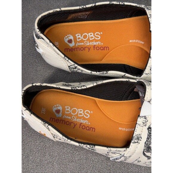 Skechers Bobs For Dogs Black White Women's 7 Slip On Flat Shoes Memory Foam - Picture 4 of 11